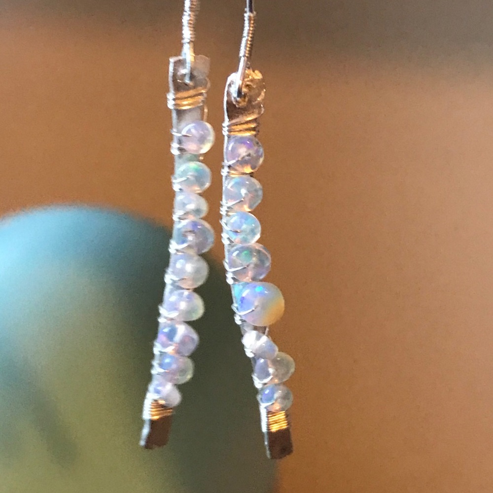 Sterling Silver Opal Earrings